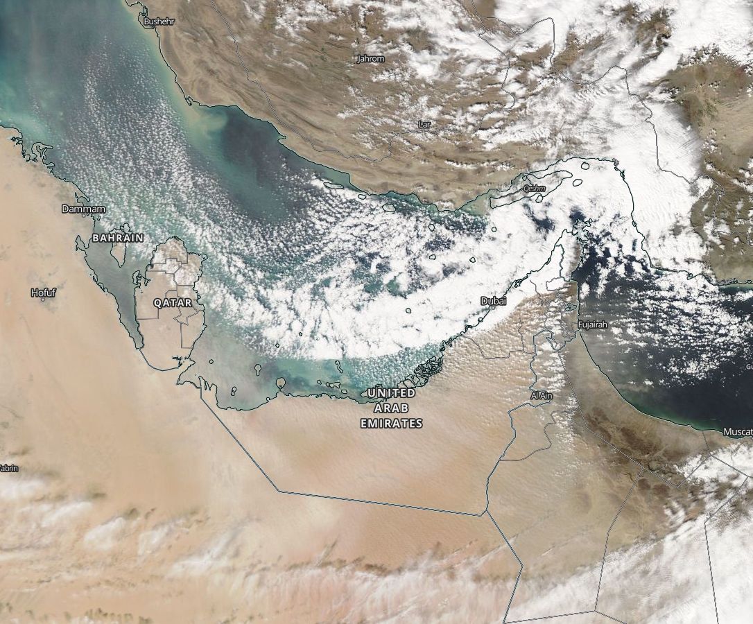 Snow and rain - United Arab Emirates satellite image on February 3, 2017