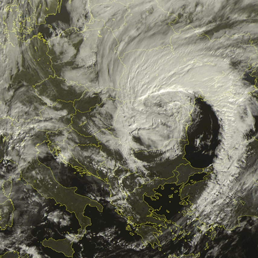 Satellite view of the cyclone that caused blizzard conditions across parts of Ukraine and Romania. Image credit: EUMETSAT (via Severe Weather Europe)