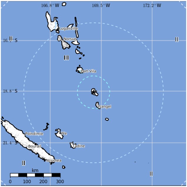 Vanuatu earthquake September 20, 2017 - Estimated population exposure