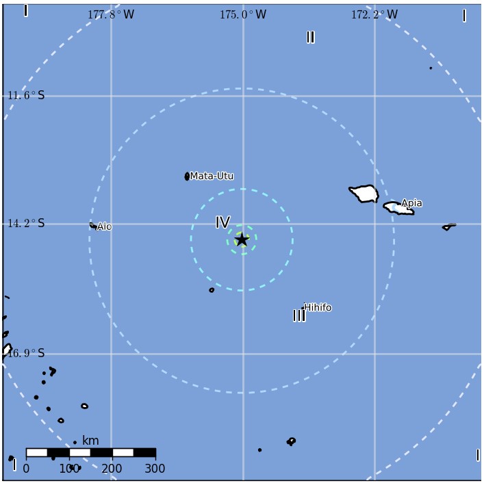 Wallis and Futuna earthquake November 20, 2017 - Estimated population exposure