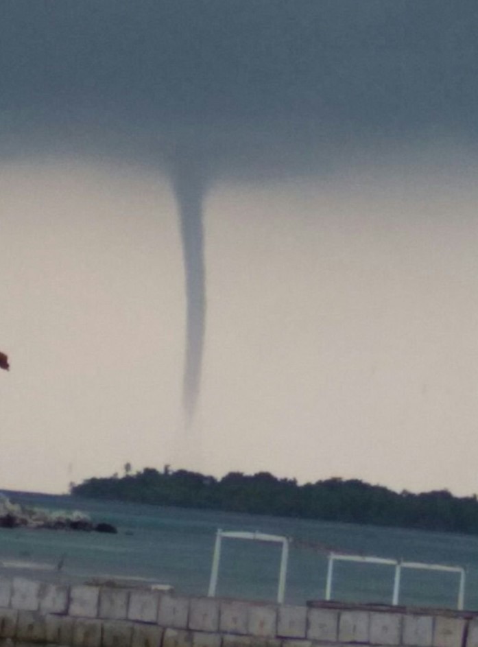 Waterspout spotted in waters off the Thousand Islands, Indonesia on October 23, 2017