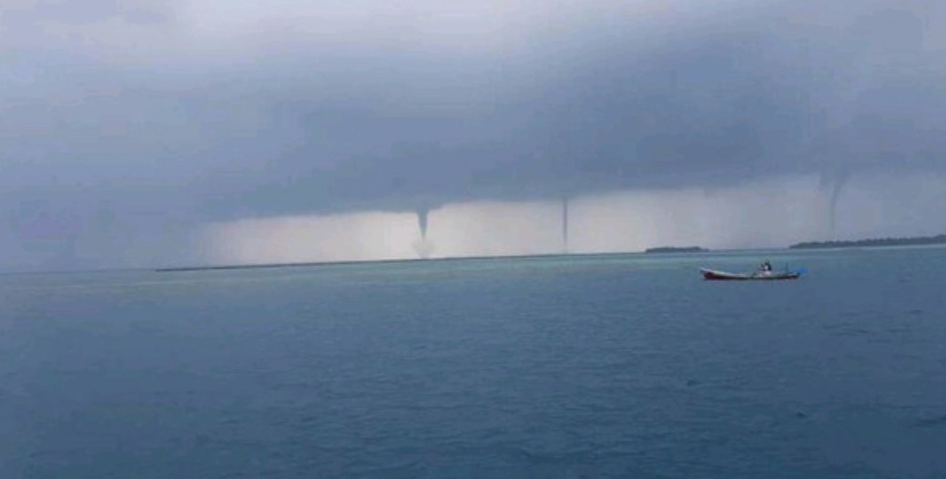 Three waterspouts spotted in waters off the Thousand Islands, Indonesia on October 23, 2017