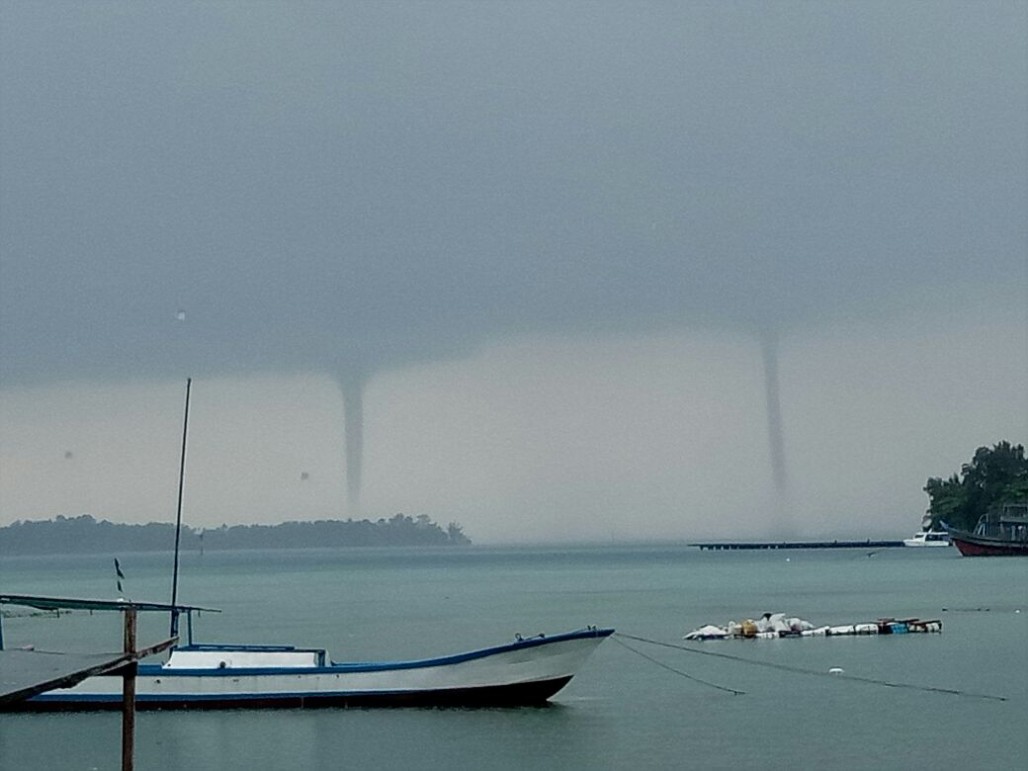 Three waterspouts spotted in waters off the Thousand Islands, Indonesia