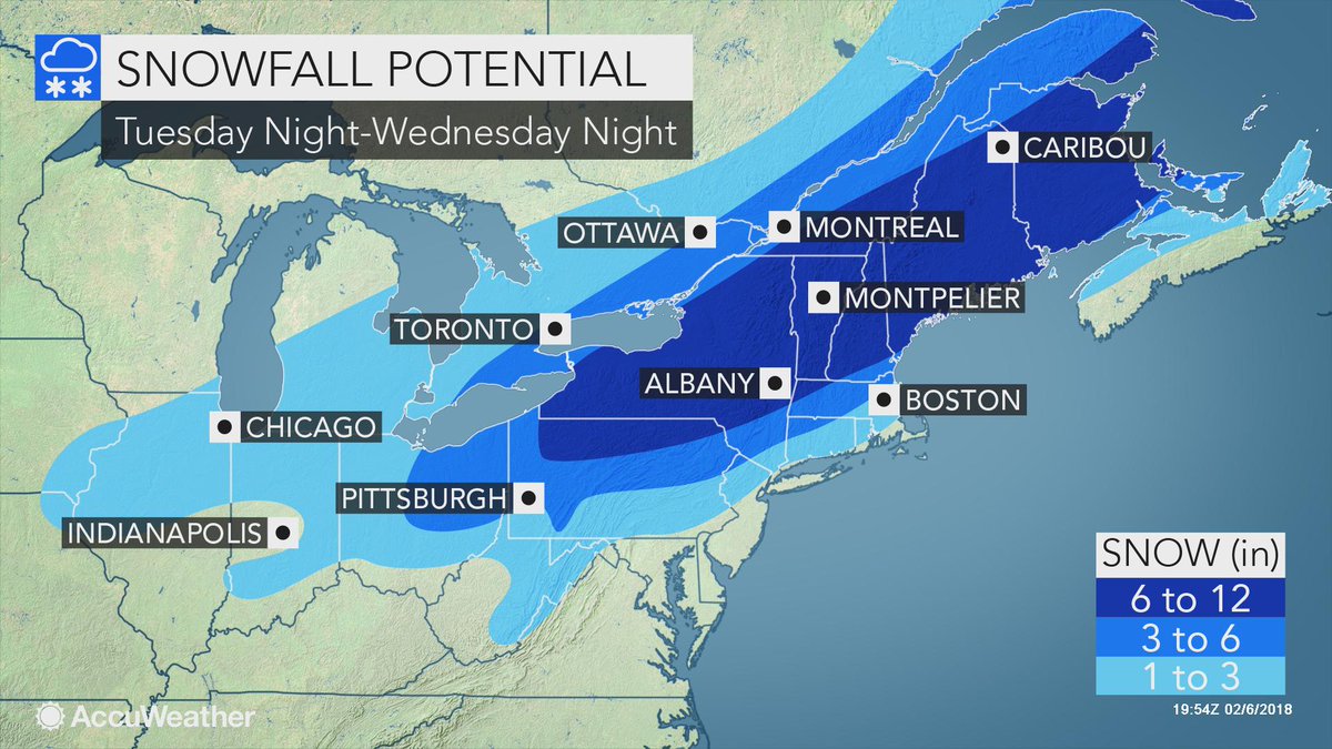 Snowfall potential February 6 - 7, 2018